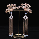 1pair Chinese Hanfu Hair Accessories Red Flower Hairpins