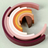 Arched Wooden Rainbow Building Blocks Kids Montessori Games