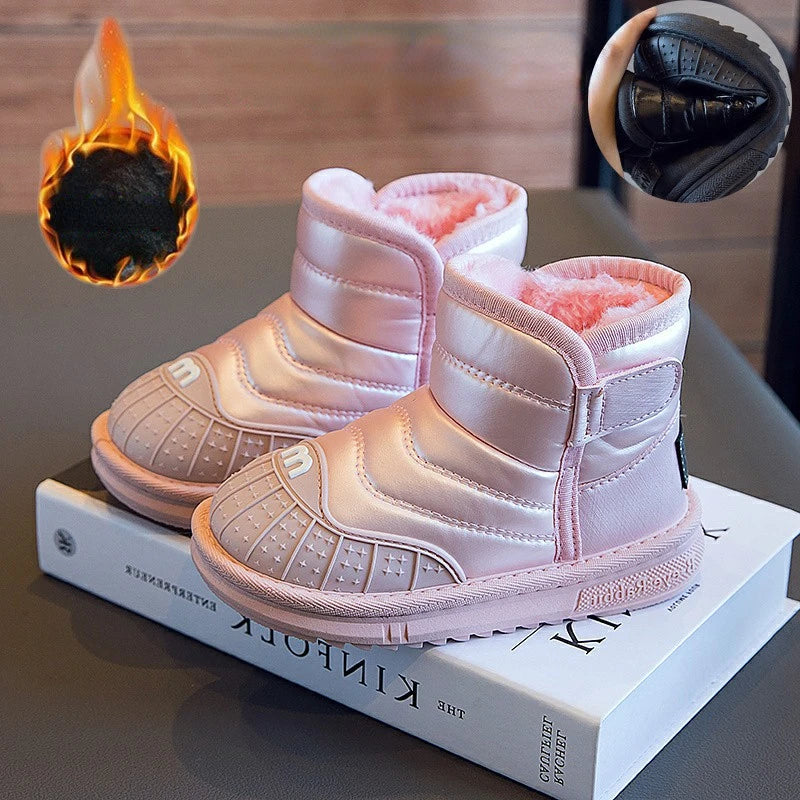 Kids Waterproof Leather Snow Boots 2024 Winter New