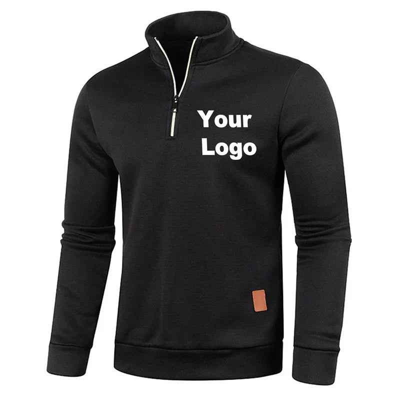 Custom Logo Men's Sweater Coat Half Zipper Turtleneck