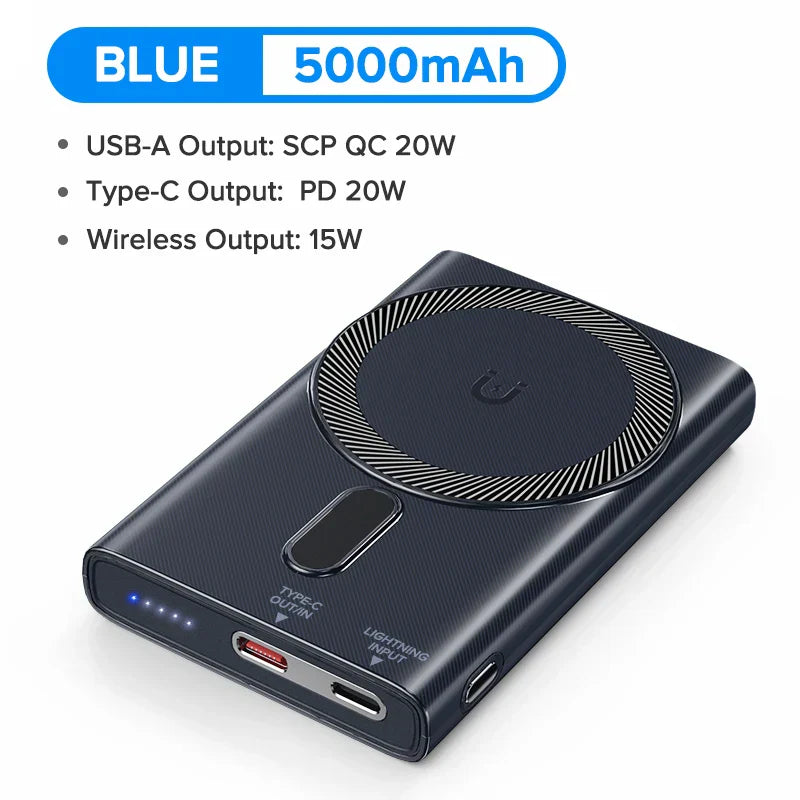 QOOVI 5000mAh Magnetic Wireless Powerbank PD20W Fast Charging
