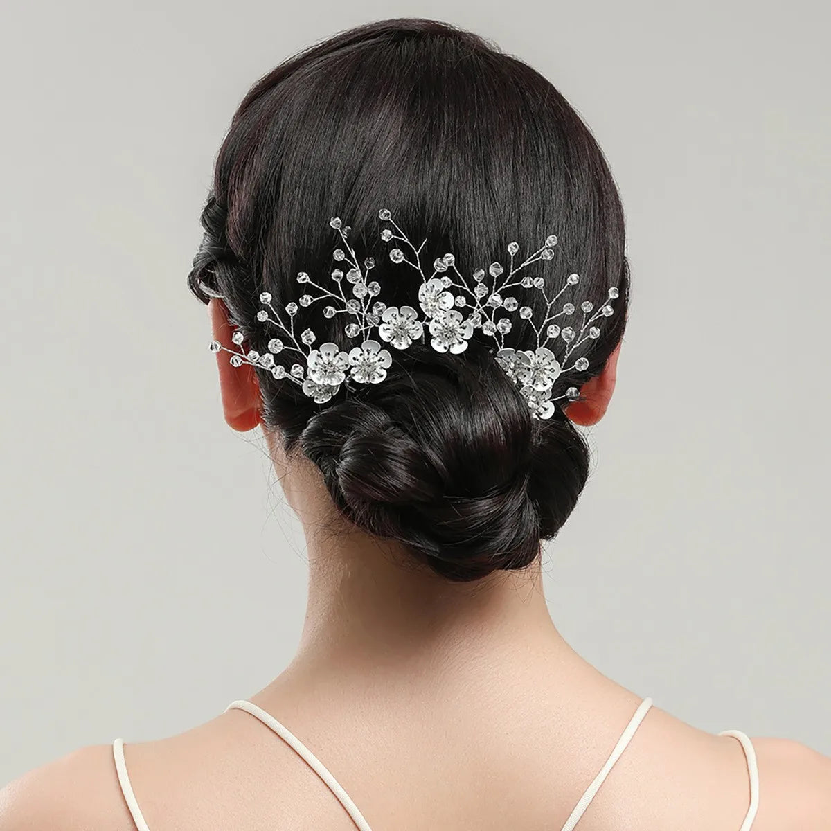 3pcs White Flower U Shaped Hairpin Pearl Elegant