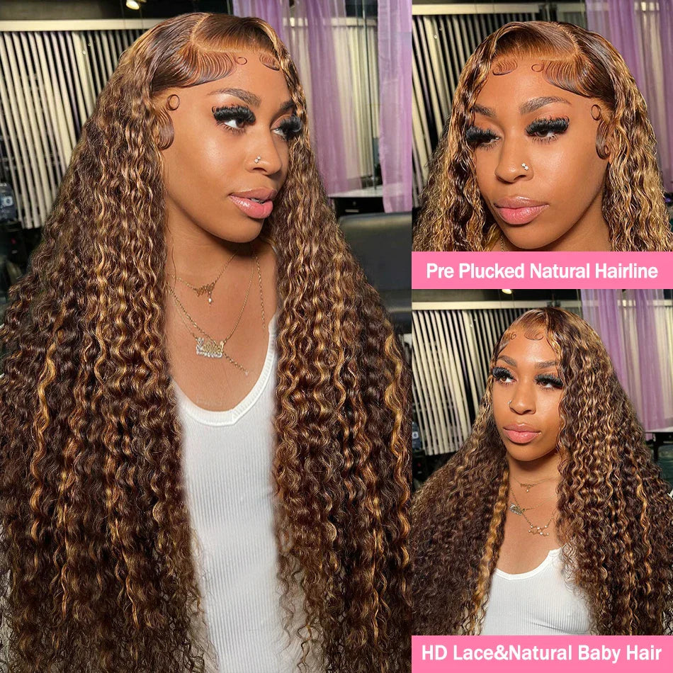 Curly Highlight 13x4 Lace Front Human Hair Honey