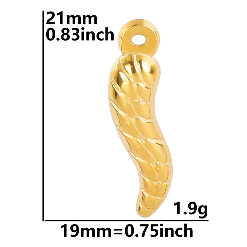5pcs Stainless Steel Chili Charms Pendant For Jewelry