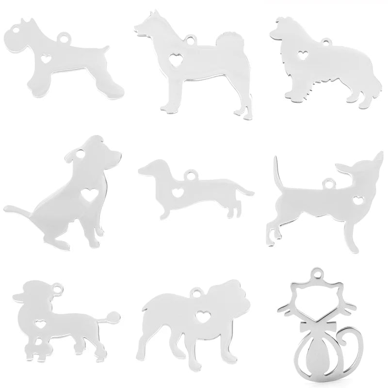 10pcs I Love My Cat Dog Animals Stainless