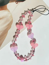 Colorful Crystal Cell Phone Charm Strap Acrylic Heart