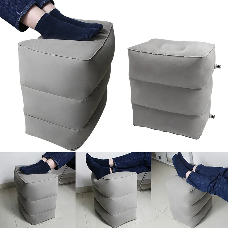 3 Layers Inflatable Travel Foot Rest Pillow Airplane