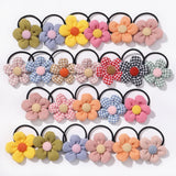 12Pcs/bag Girls Elastic Flower Hair Bands Sweet Hair