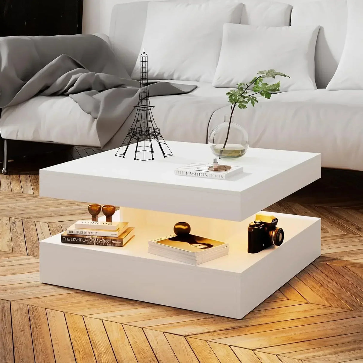 Black LED Coffee Table for Living Room Restaurant