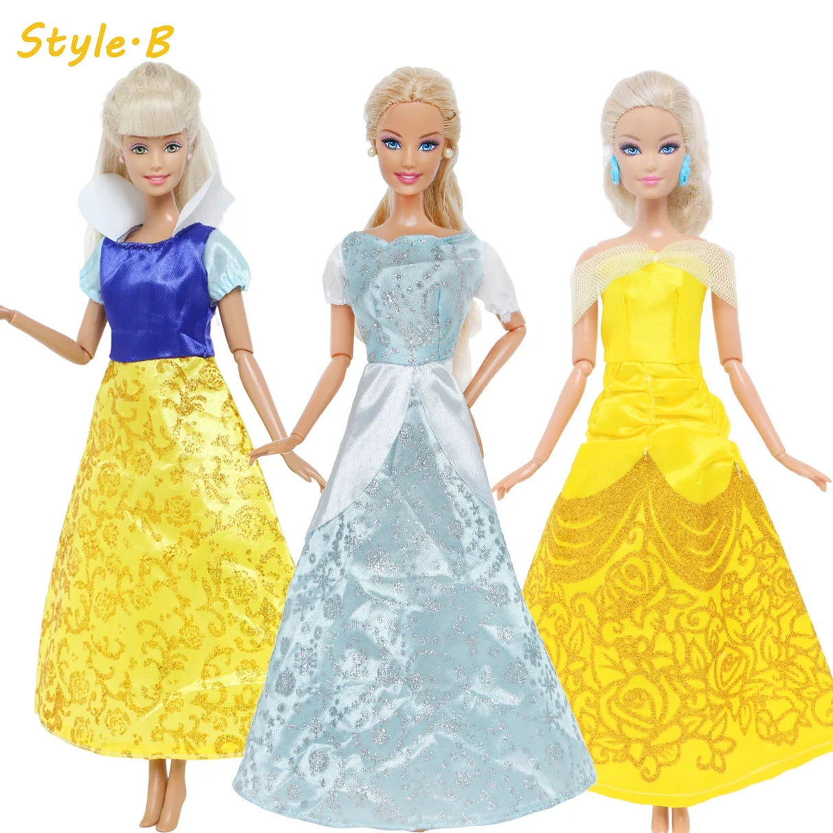 3 Sets Fairy Tale Classic Princess Doll Dresses