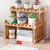 Natural Bamboo Indoor Plant Stand for Desk,2 Tier