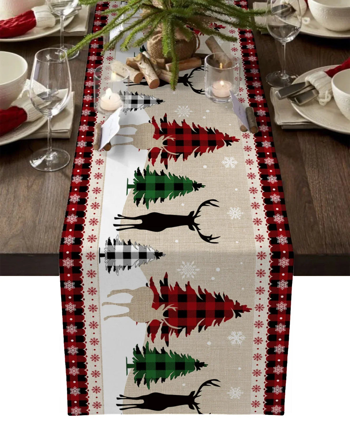 Merry Christmas Tree Ball Linen Table Runners Holiday