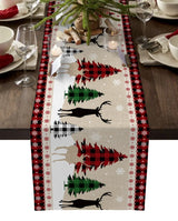 Merry Christmas Tree Ball Linen Table Runners Holiday