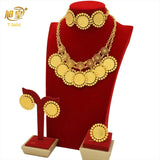African 24K Gold Color Coins Necklace Bracelet Sets