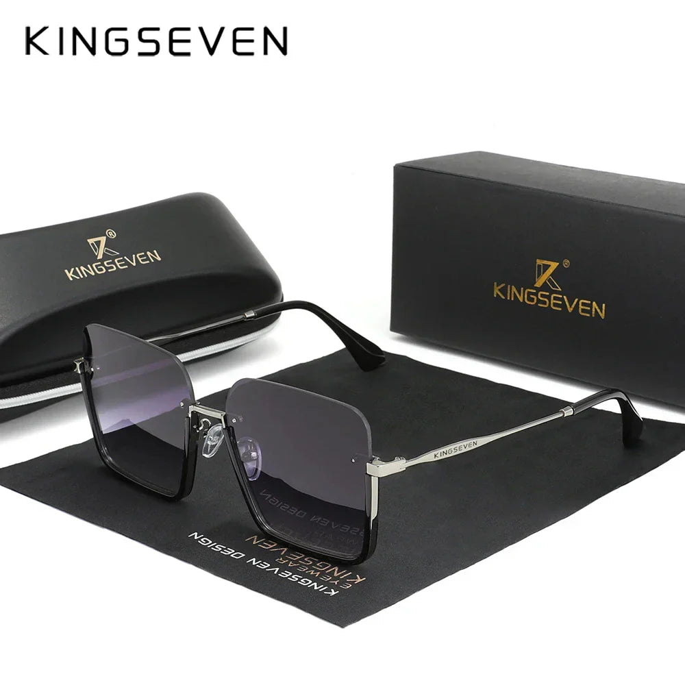KINGSEVEN New Square Women‘s Sunglasses Party Half-frame Design Gradient Lens Glasses Accessory Fashion Decoration Eyewear