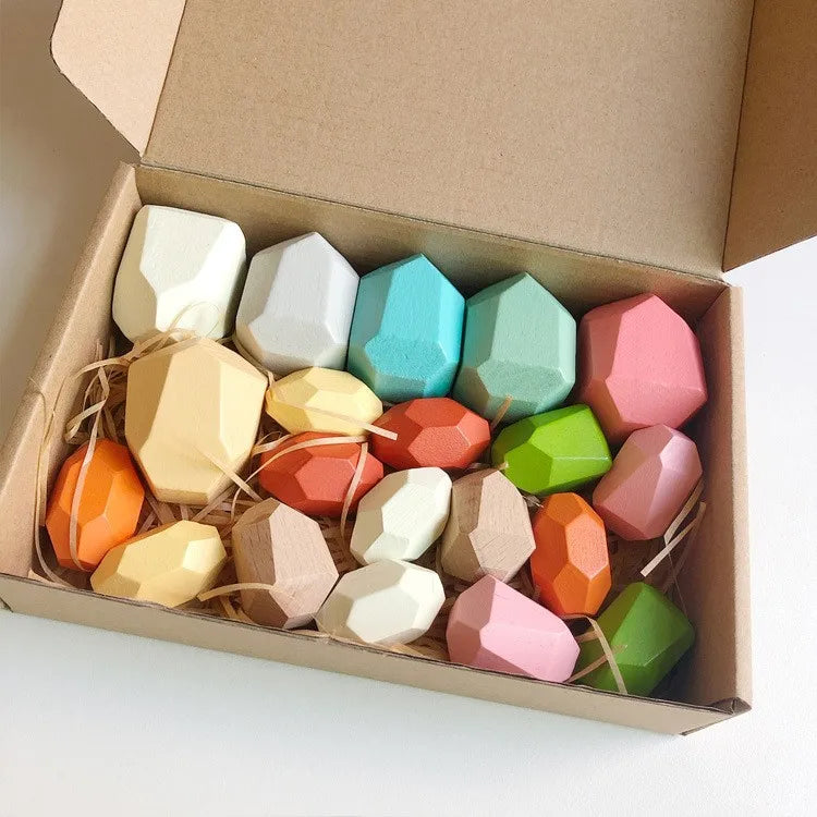 Rainbow Building Block Stacker Stone Shaped Stacking Balancing