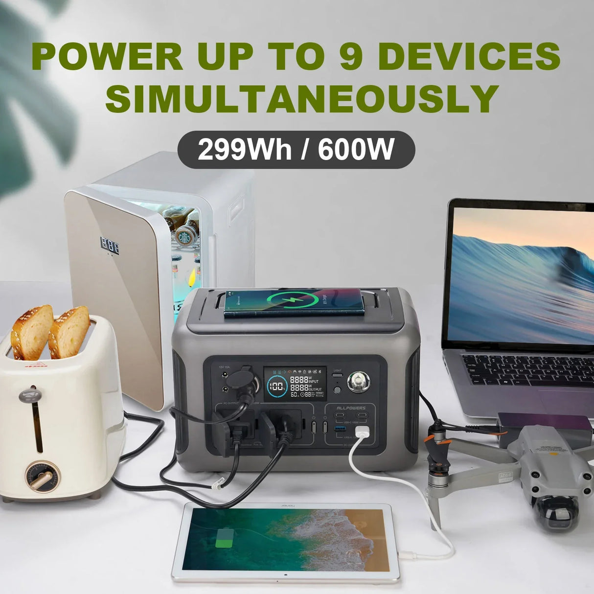 ALLPOWERS Portable Power Station R600, 299Wh LiFeP04 Battery