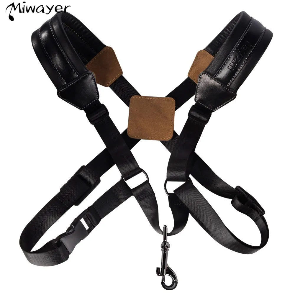 Miwayer Saxophone Strap Universal Double Shoulder Leather Strap
