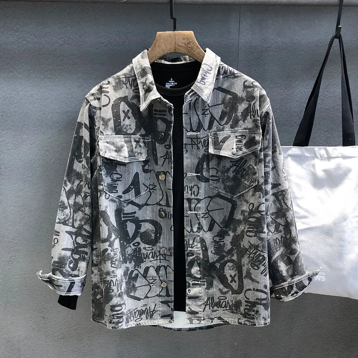 Men's Denim Jacket Long Shirt Wide Shoulders Fashion