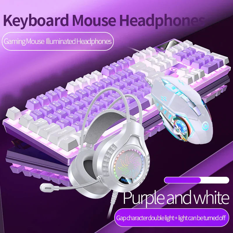 Gaming Keyboard Mouse Headphone Set Wired Backlight Game