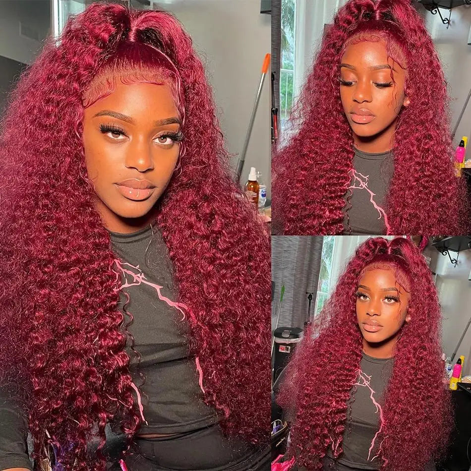 TAHIKIE Transparent 99j Burgundy Lace Front Human Hair