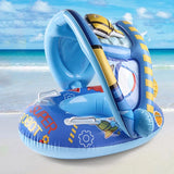 Cartoon Inflatable Baby Swim Ring Seat Floating Sunshade