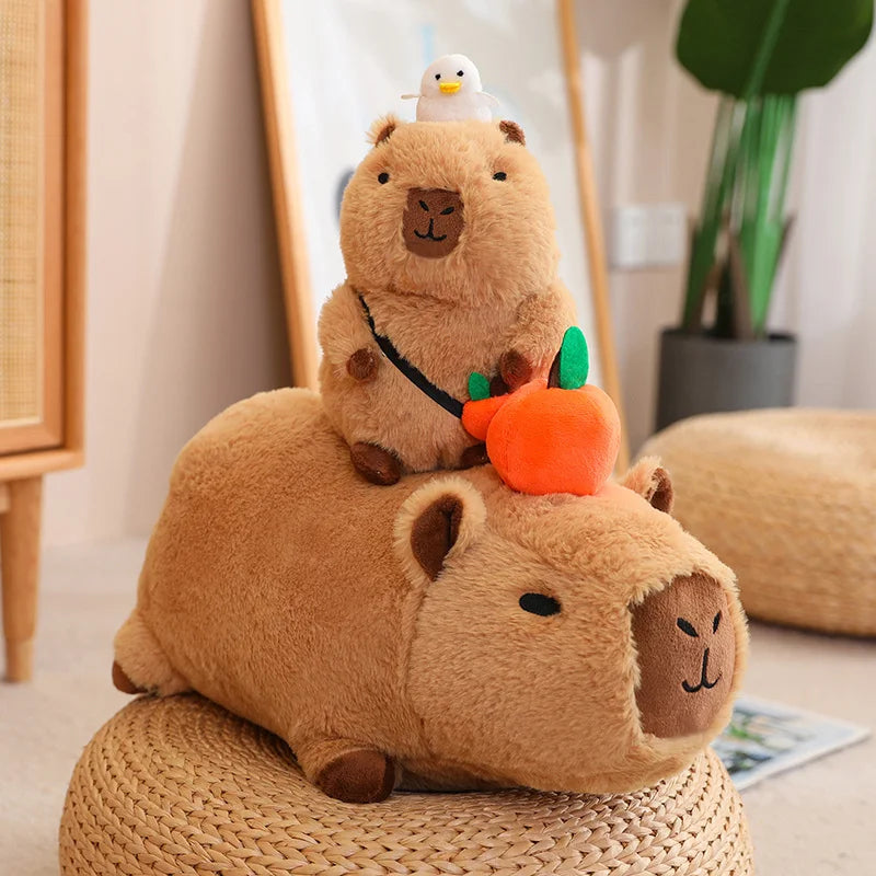 Capybara Plush Toy Simulation Capibara with Fruits Fluffy