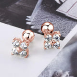 Rose Gold Four Leaf Clover Moissanite Stud Earrings