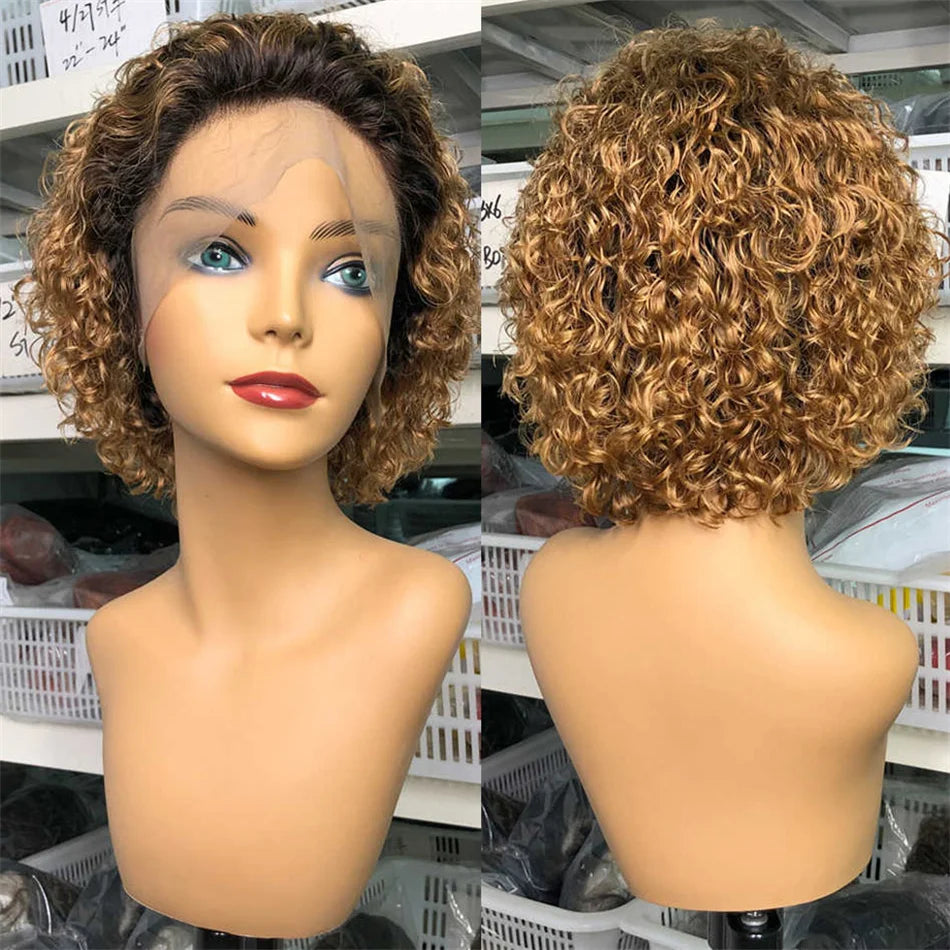 Pixie Cut Wig Short Bob Curly Human Hair