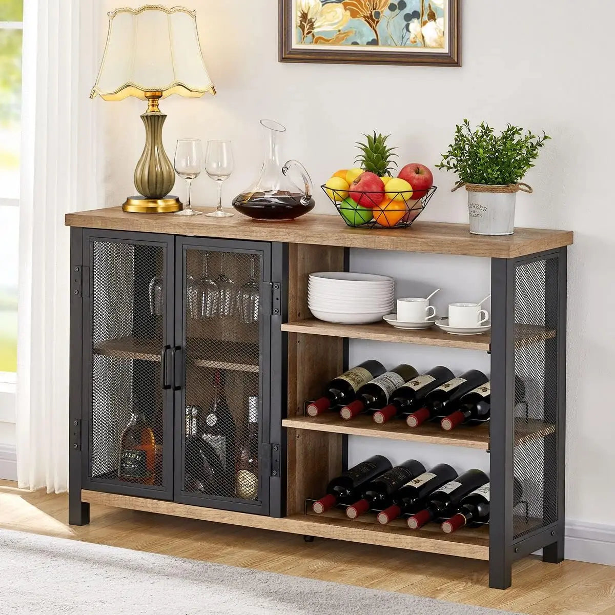 Liquor Cabinet Bar for Home, Rustic Home Bar