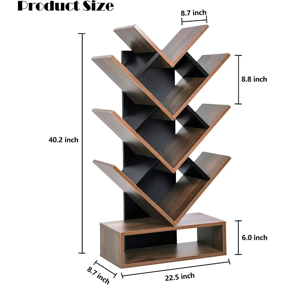 Tree Bookshelf, 5-Shelf Floor Standing Bookcase, Free Standing