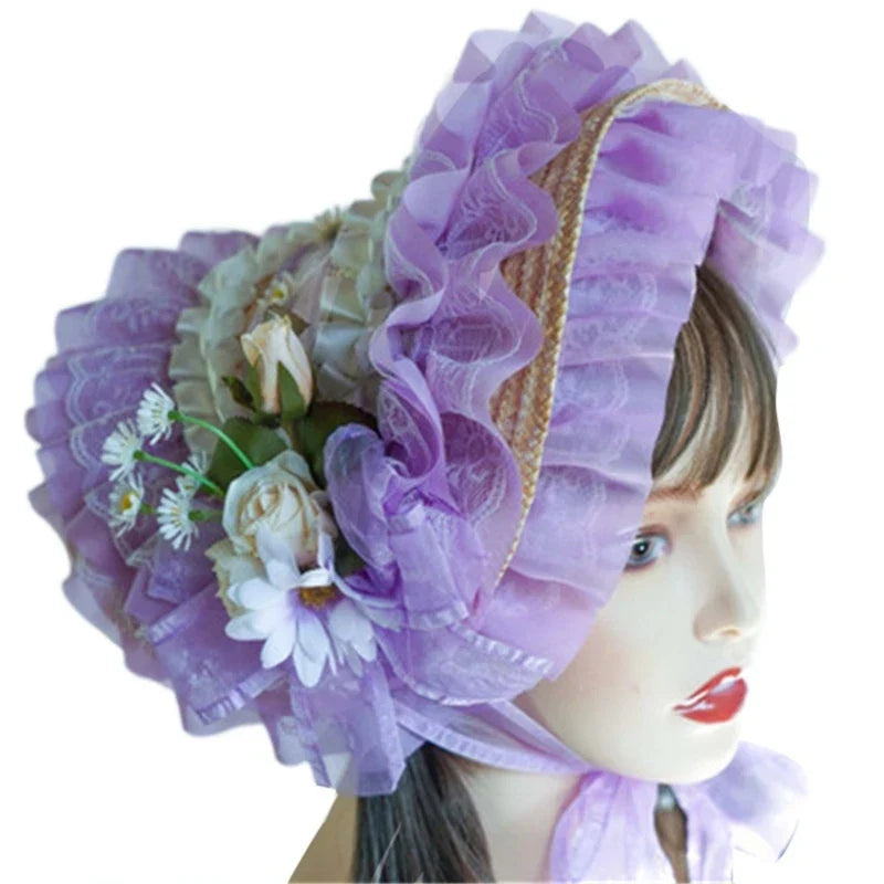 Japanese Lolita Sweet Handmade Straw Sun Hat Lace