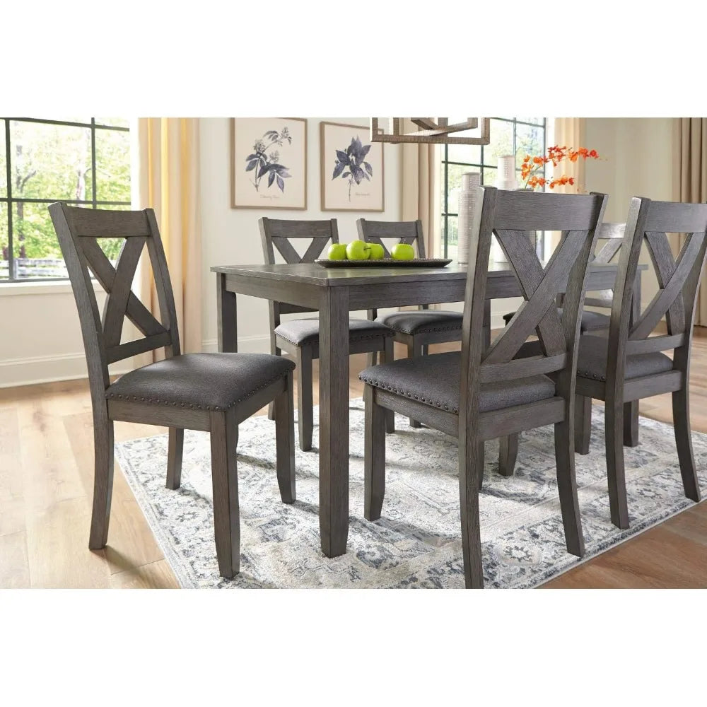 7 Piece Rustic Dining Room Sets, Include Table