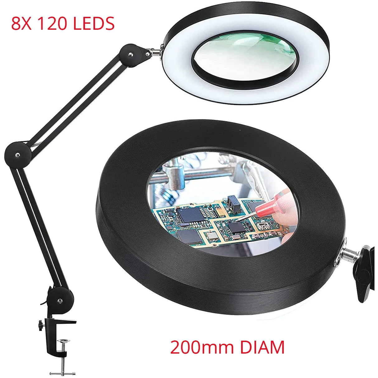 2021 NEW 200MM Diam 120 LED 8X Magnifying