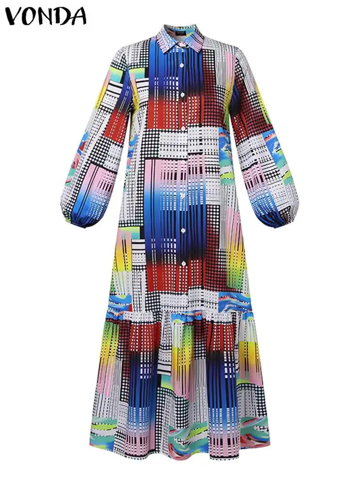 Plus Size 5XL VONDA 2024 Summer Bohemian Printed
