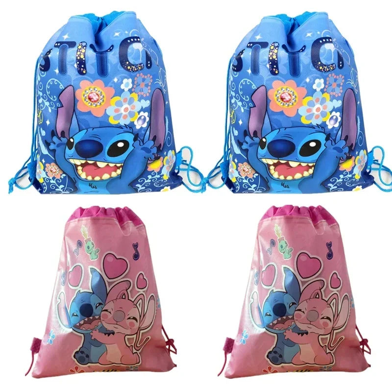 12Pcs Lilo, Stitch, Mickey & Minnie Drawstring Bags – Kids Party Gifts