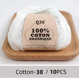 QJH 10PCS 100% Organic Cotton Yarn Pure/Mixed Color