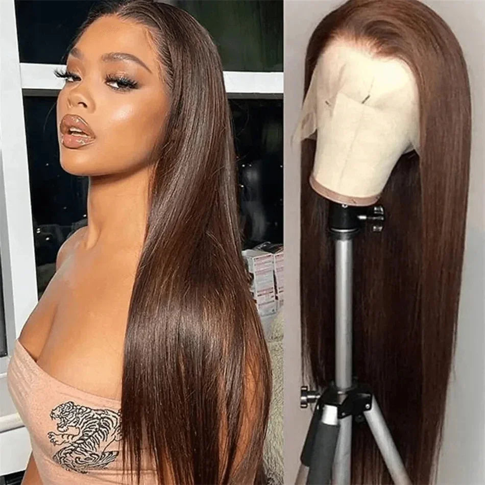 Glueless Chocolate Brown Straight 13x6 HD Lace Front