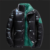 Black bright face standing collar down jacket men