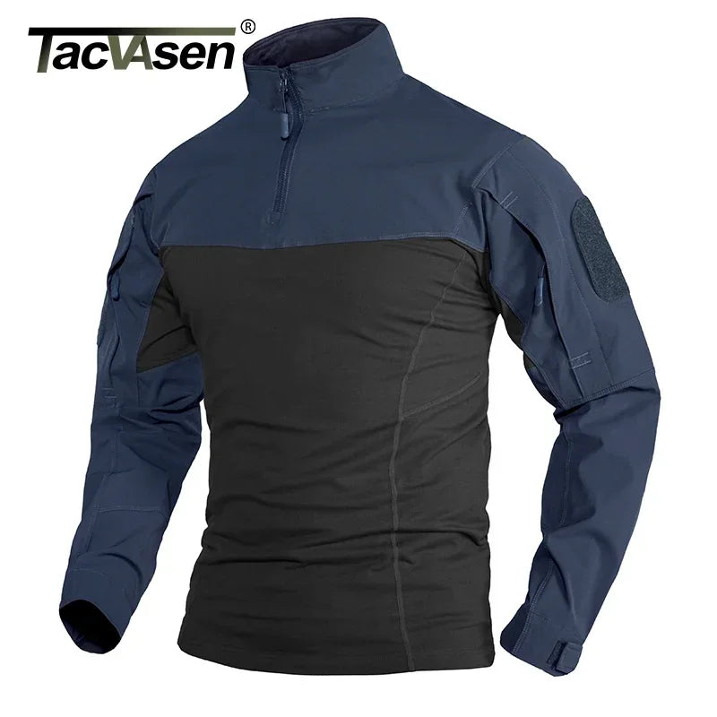 TACVASEN 1/4 Zipper Ripstops T-shirts With Zipper Pockets