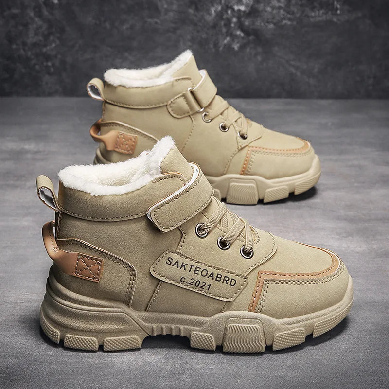 Winter Children's Boots Boys Plus Cashmere Thicken Warm