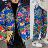 Northeast Flower Printed Thickened Cotton-padded Jacket Couple Chinese