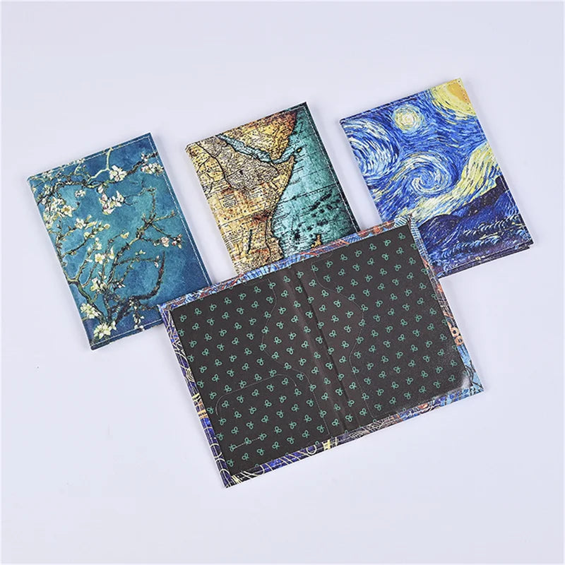 2pcset Printed PU Leather Passport Cover Luggage Tag
