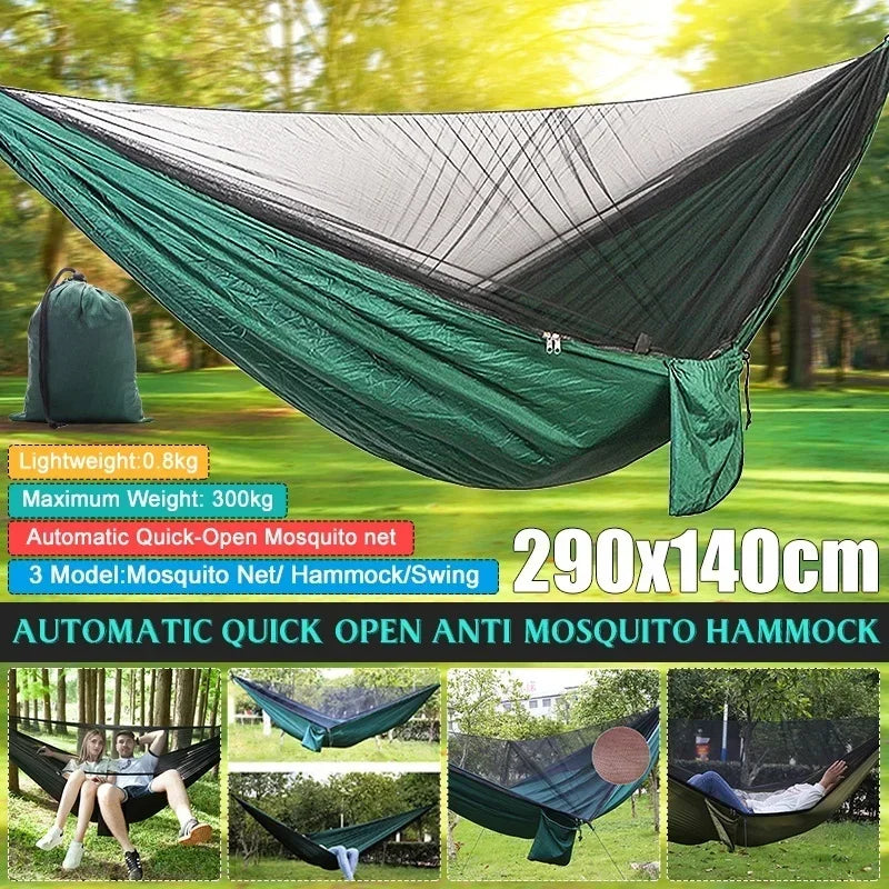 Double Travel Camping Hammock with Mosquito Net,Backpacking Portable