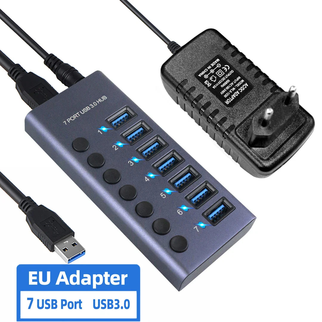 Metal USB 3.0 Hub Multi USB Splitter 4/7/10Ports