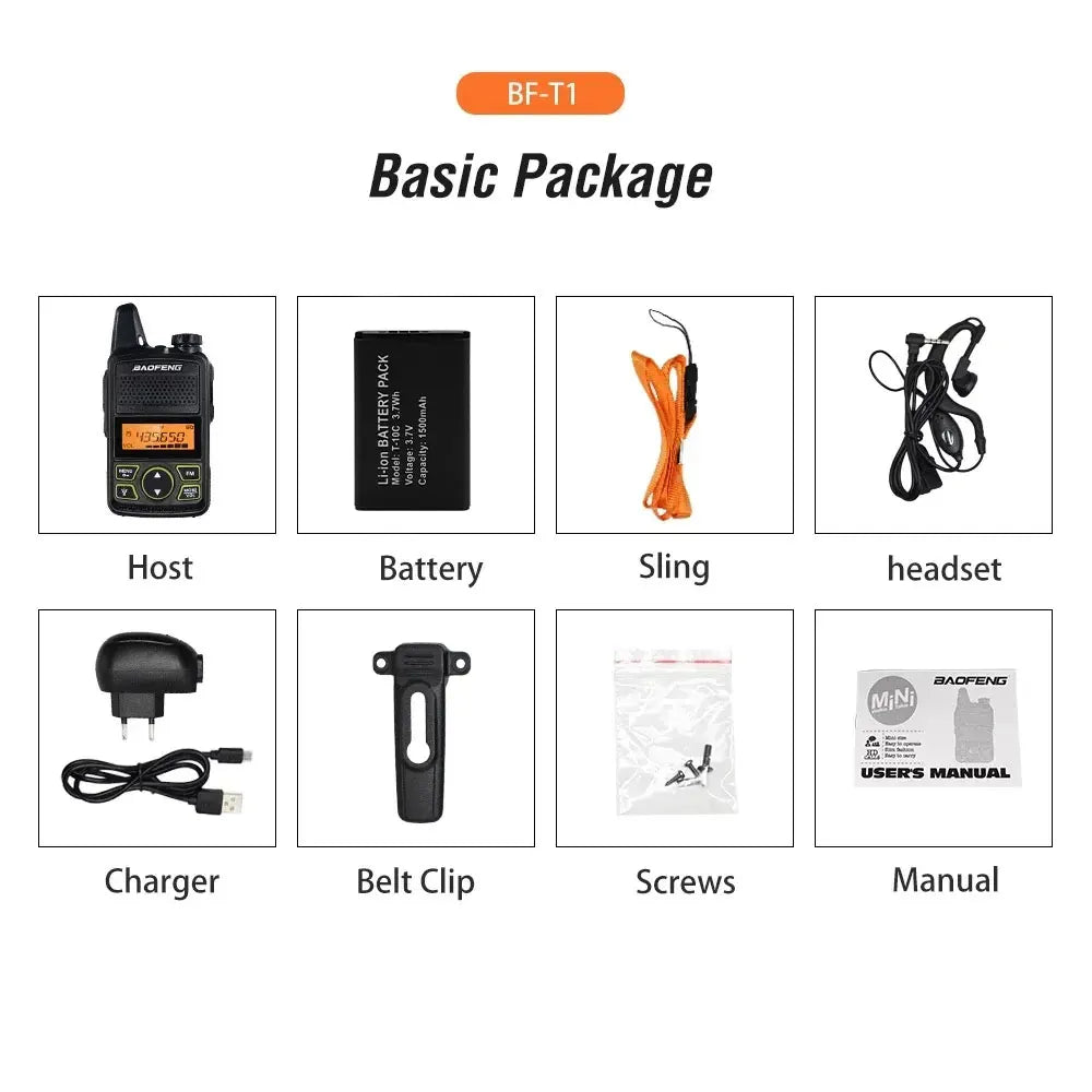 Baofeng Mini Walkie Talkie BF-T1 UHF 400-470MHz Portable