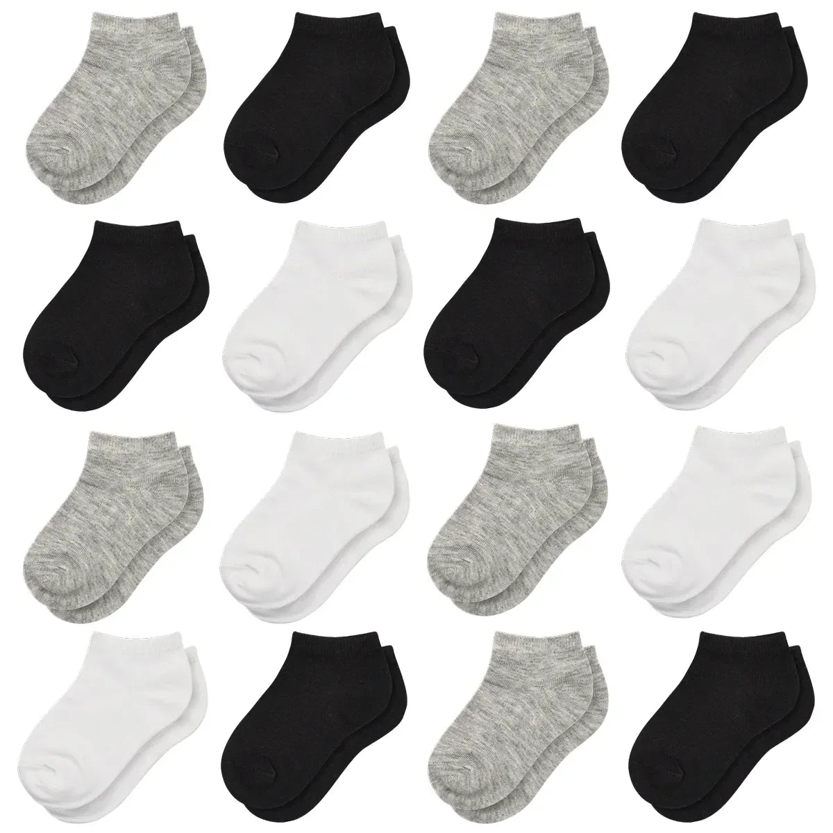16 Pairs Ankle Socks - Toddler Low Cut