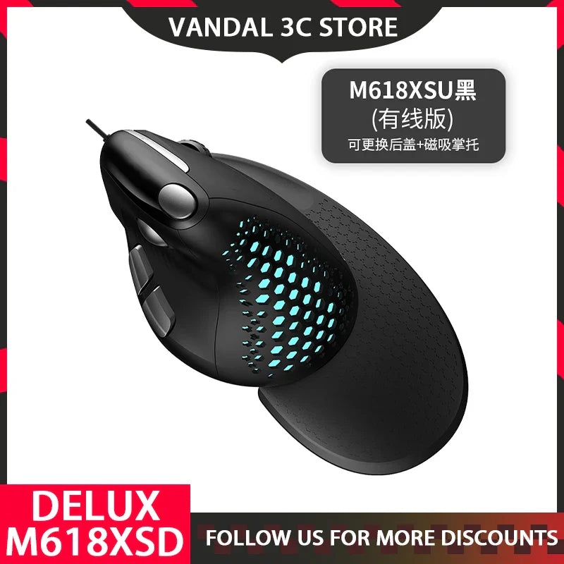 Wireless Bluetooth Delux M618XSD Seeker Ergonomic Vertical Mouse