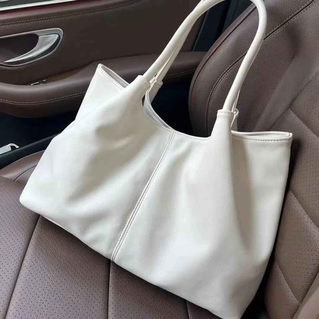 Simple White Shoulder Bag 2023 Women's PU Leather