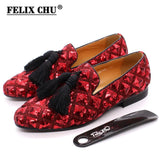 Mens Tassel Loafers Sequin Casual Shoes British Style